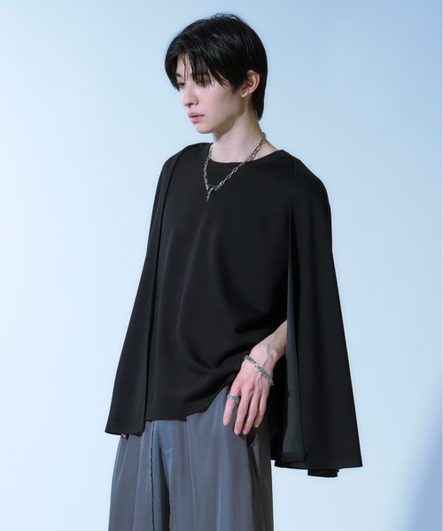 Ellno Loset(エルノロゼット)の「ケープスリーブポンチプルオーバー(Tシャツ/カットソー・メンズ・オフホワイト/ブラック・MEDIUM/SMALL/LARGE)」の6枚目の写真