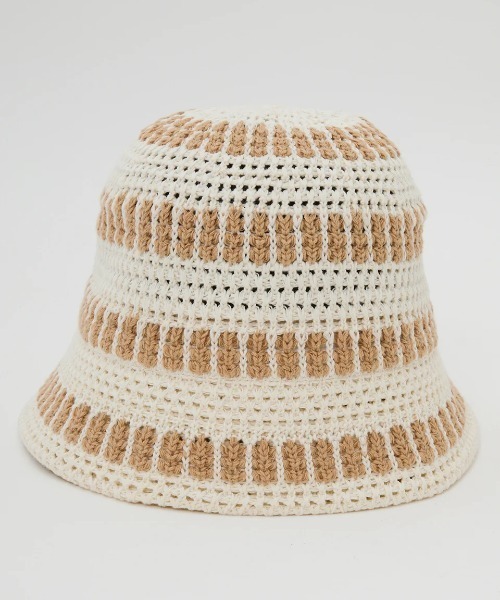 BILLABONG(ビラボン)の「BILLABONG レディース CROCHE HAT STRIPE ハット 【2025年春夏モデル】/ビラボンコットンクロシェハット(ハット・レディース・アイボリー/ブラック/グリーン系その他・FREE)」の5枚目の写真