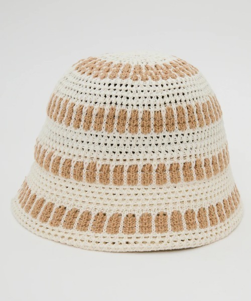 BILLABONG(ビラボン)の「BILLABONG レディース CROCHE HAT STRIPE ハット 【2025年春夏モデル】/ビラボンコットンクロシェハット(ハット・レディース・アイボリー/ブラック/グリーン系その他・FREE)」の8枚目の写真