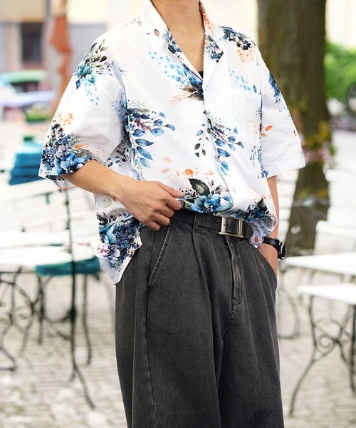 Burner（バーナー）の「【GROOVY STORE】オーバーサイズ 総柄開襟シャツ（シャツ/ブラウス・メンズ・ブラック/ブラック系その他/ホワイト/ホワイト系その他・M/L）」の3枚目の写真