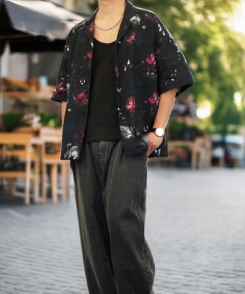 Burner（バーナー）の「【GROOVY STORE】オーバーサイズ 総柄開襟シャツ（シャツ/ブラウス・メンズ・ブラック/ブラック系その他/ホワイト/ホワイト系その他・M/L）」の22枚目の写真