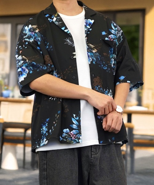 Burner（バーナー）の「【GROOVY STORE】オーバーサイズ 総柄開襟シャツ（シャツ/ブラウス・メンズ・ブラック/ブラック系その他/ホワイト/ホワイト系その他・M/L）」の16枚目の写真