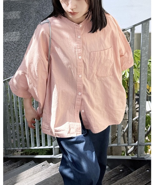 reca(レカ)の「【ZOZOTOWN限定】バンドカラードルマンシャツ(シャツ/ブラウス・レディース・オフホワイト/ストライプ/チャコール/アイボリー/グレー/オレンジ系その他/ピンク/サックスブルー/グリーン/イエロー/ピンク系2・FREE)」の8枚目の写真