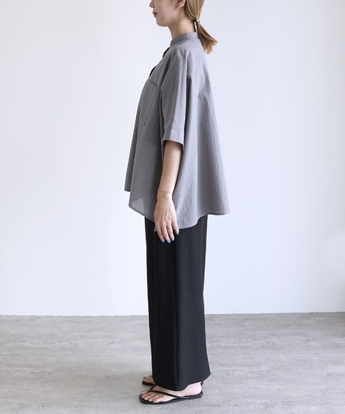 reca(レカ)の「【ZOZOTOWN限定】バンドカラードルマンシャツ(シャツ/ブラウス・レディース・オフホワイト/ストライプ/チャコール/アイボリー/グレー/オレンジ系その他/ピンク/サックスブルー/グリーン/イエロー/ピンク系2・FREE)」の13枚目の写真