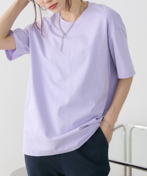 Auntie Rosa Holiday(アンティローザホリデー)の「ベーシックコットンTEE(Tシャツ/カットソー・レディース・ホワイト/ダークブラウン/ブラック/ネイビー/ピンク/ダークグレー/ラベンダー・SMALL/LARGE/XXX-LARGE)」の6枚目の写真