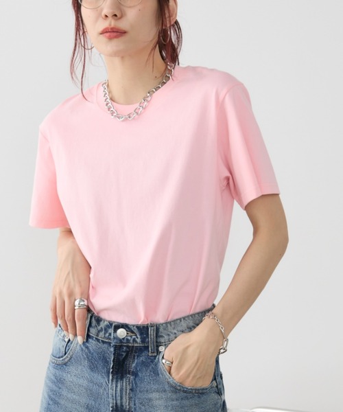 Auntie Rosa Holiday(アンティローザホリデー)の「ベーシックコットンTEE(Tシャツ/カットソー・レディース・ホワイト/ダークブラウン/ブラック/ネイビー/ピンク/ダークグレー/ラベンダー・SMALL/LARGE/XXX-LARGE)」の7枚目の写真