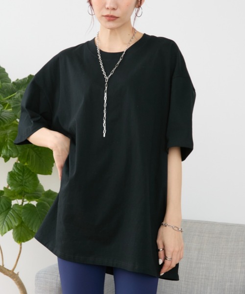Auntie Rosa Holiday(アンティローザホリデー)の「ベーシックコットンTEE(Tシャツ/カットソー・レディース・ホワイト/ダークブラウン/ブラック/ネイビー/ピンク/ダークグレー/ラベンダー・SMALL/LARGE/XXX-LARGE)」の3枚目の写真