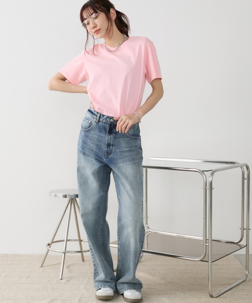 Auntie Rosa Holiday(アンティローザホリデー)の「ベーシックコットンTEE(Tシャツ/カットソー・レディース・ホワイト/ダークブラウン/ブラック/ネイビー/ピンク/ダークグレー/ラベンダー・SMALL/LARGE/XXX-LARGE)」の12枚目の写真