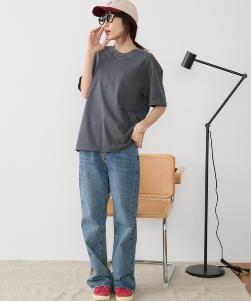 Auntie Rosa Holiday(アンティローザホリデー)の「ベーシックコットンTEE(Tシャツ/カットソー・レディース・ホワイト/ダークブラウン/ブラック/ネイビー/ピンク/ダークグレー/ラベンダー・SMALL/LARGE/XXX-LARGE)」の19枚目の写真