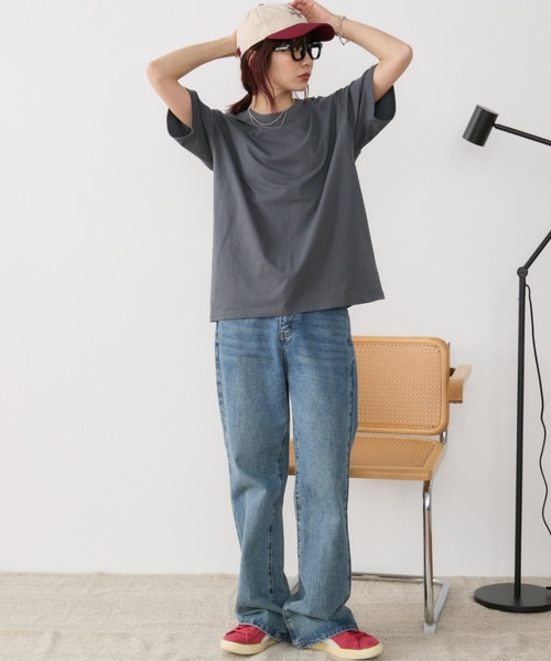Auntie Rosa Holiday(アンティローザホリデー)の「ベーシックコットンTEE(Tシャツ/カットソー・レディース・ホワイト/ダークブラウン/ブラック/ネイビー/ピンク/ダークグレー/ラベンダー・SMALL/LARGE/XXX-LARGE)」の20枚目の写真