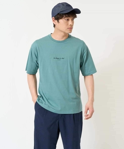 a.v.v(アーヴェヴェ)の「【接触冷感】ミニロゴプリントセミワイドシルエットカットソー(Tシャツ/カットソー・メンズ・ホワイト/チャコールグレー/グリーン・44/48/50/46)」の8枚目の写真