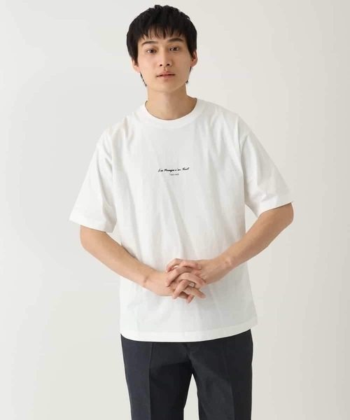 a.v.v(アーヴェヴェ)の「【接触冷感】ミニロゴプリントセミワイドシルエットカットソー(Tシャツ/カットソー・メンズ・ホワイト/チャコールグレー/グリーン・44/48/50/46)」の12枚目の写真