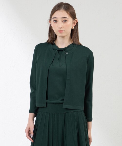 amaca(アマカ)の「ライトレーヨンストレッチニットTボレロ(カーディガン/ボレロ・レディース・ベージュ/ダークネイビー/ブルー系その他4/グリーン系その他・38/40)」の1枚目の写真