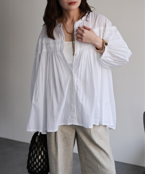 ap retro(アプレトロ)の「【India Fabric】ピンタックフレアブラウス / コットン100%(シャツ/ブラウス・レディース・ブラック/ライトブルー/オフホワイト/ブルー/ホワイト系その他/ピンク/ブルー系その他/イエロー/レッド・MEDIUM/LARGE)」の13枚目の写真