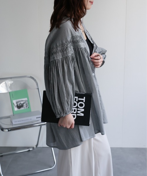 ap retro(アプレトロ)の「【India Fabric】ピンタックフレアブラウス / コットン100%(シャツ/ブラウス・レディース・ブラック/ライトブルー/オフホワイト/ブルー/ホワイト系その他/ピンク/ブルー系その他/イエロー/レッド・MEDIUM/LARGE)」の21枚目の写真
