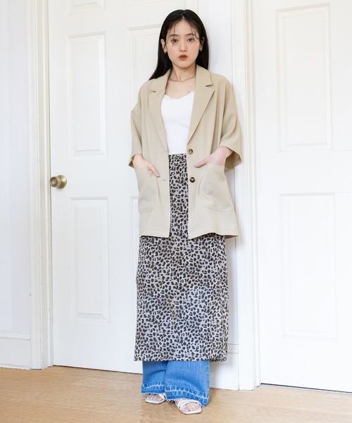 RAGEBLUE（レイジブルー）の「サイドスリット/シアーレオパードスカート（スカート・レディース・ベージュ・FREE）」の3枚目の写真