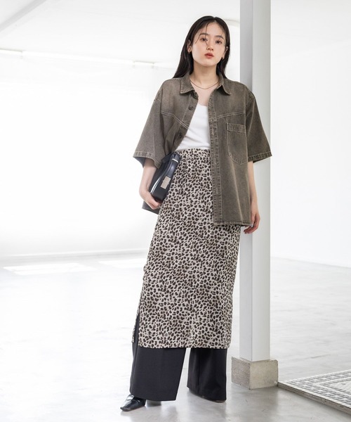 RAGEBLUE（レイジブルー）の「サイドスリット/シアーレオパードスカート（スカート・レディース・ベージュ・FREE）」の12枚目の写真