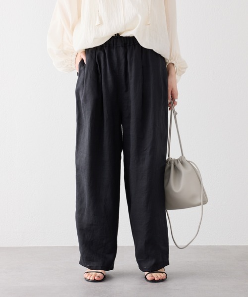 PUAL CE CIN(ピュアルセシン)の「【セットアップ対応】ラミーウエストゴムイージーパンツ(その他パンツ・レディース・ブラック/モカ・FREE)」の1枚目の写真