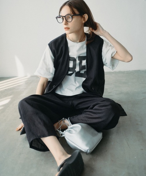 PUAL CE CIN(ピュアルセシン)の「【セットアップ対応】ラミーウエストゴムイージーパンツ(その他パンツ・レディース・ブラック/モカ・FREE)」の3枚目の写真