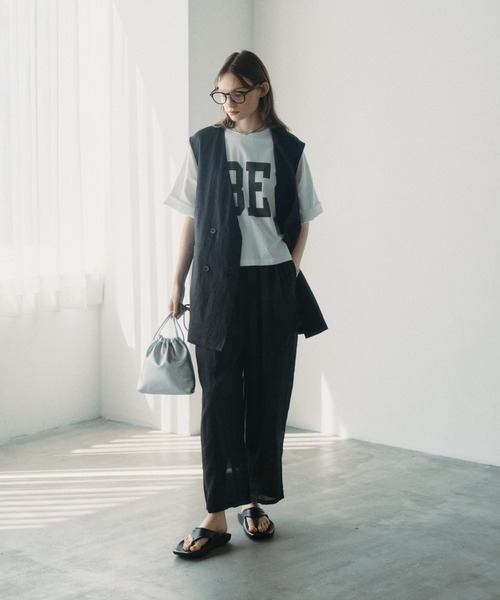 PUAL CE CIN(ピュアルセシン)の「【セットアップ対応】ラミーウエストゴムイージーパンツ(その他パンツ・レディース・ブラック/モカ・FREE)」の4枚目の写真