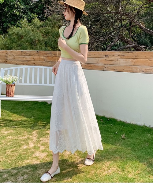 セール】クラシカル美人♪刺繍レースフレアスカート（スカート）｜2ly2