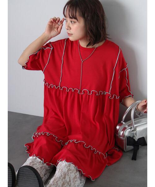 ehka sopo(エヘカソポ)の「メローカットワンピース(ワンピース・レディース・ブラック/オフホワイト/レッド/グリーン・F)」の4枚目の写真