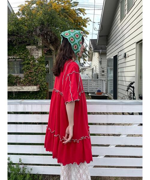 ehka sopo(エヘカソポ)の「メローカットワンピース(ワンピース・レディース・ブラック/オフホワイト/レッド/グリーン・F)」の22枚目の写真