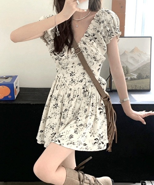 ❤️25新作 新品♡ maje 水色のミニワンピース♡　290 セール】花柄ミニワンピース（ワンピース）｜Riff（リフ）の