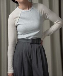 lawgy | rib knit docking raglan sleeve T / リブニットドッキングラグランスリーブT(Tシャツ/カットソー)
