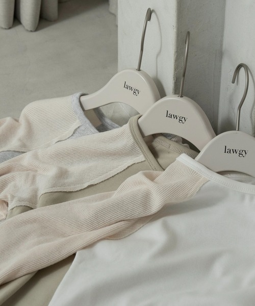 lawgy（ラウジー）の「rib knit docking raglan sleeve T / リブニットドッキングラグランスリーブT（Tシャツ/カットソー・レディース・アイボリー/グリーン系その他/ライトグレー・FREE）」の12枚目の写真