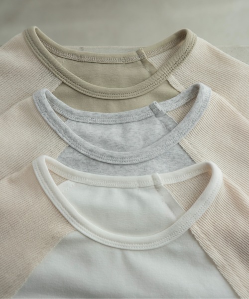 lawgy（ラウジー）の「rib knit docking raglan sleeve T / リブニットドッキングラグランスリーブT（Tシャツ/カットソー・レディース・アイボリー/グリーン系その他/ライトグレー・FREE）」の11枚目の写真