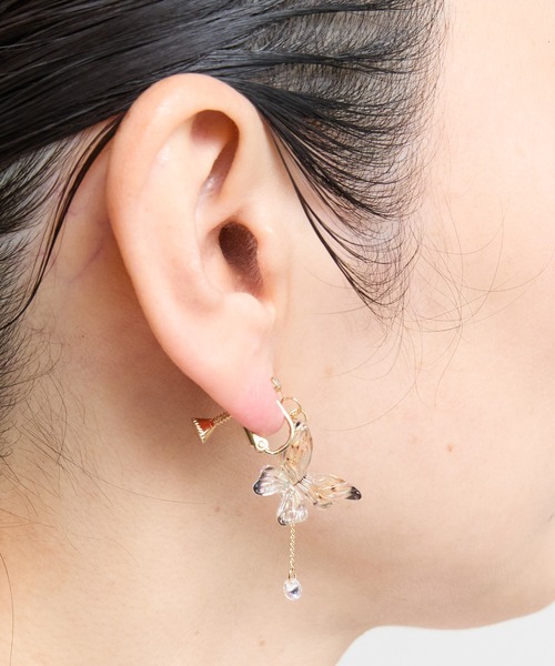 gargle（ガーグル）の「gargle ガーグル：サイエンスシリーズ　クリアパピヨン　蝶　チョウ　イヤリング（イヤリング・レディース・ホワイト/ピンク/ブルー・FREE）」の12枚目の写真