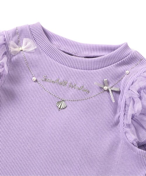 apres les cours（アプレレクール）の「【接触冷感/ジュニア対応】ネックレス風チュールスリーブTシャツ（Tシャツ/カットソー・キッズ・アイボリー/ピンク/ラベンダー・80/90/100/110/120/130/140）」の14枚目の写真