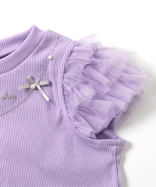 apres les cours（アプレレクール）の「【接触冷感/ジュニア対応】ネックレス風チュールスリーブTシャツ（Tシャツ/カットソー・キッズ・アイボリー/ピンク/ラベンダー・80/90/100/110/120/130/140）」の16枚目の写真