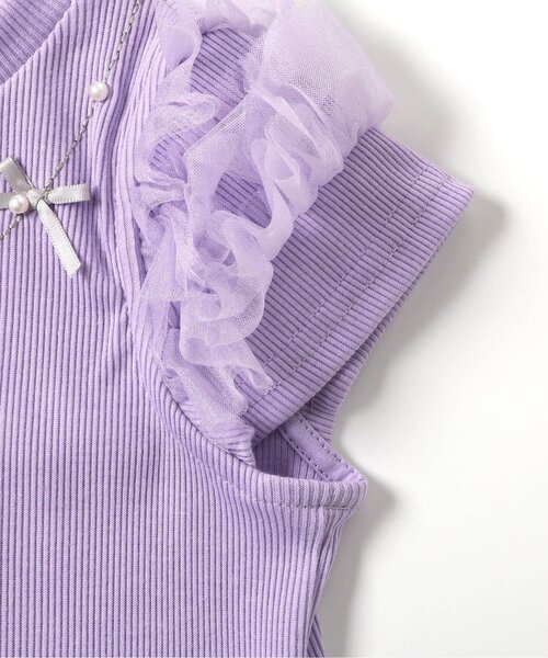 apres les cours（アプレレクール）の「【接触冷感/ジュニア対応】ネックレス風チュールスリーブTシャツ（Tシャツ/カットソー・キッズ・アイボリー/ピンク/ラベンダー・80/90/100/110/120/130/140）」の17枚目の写真