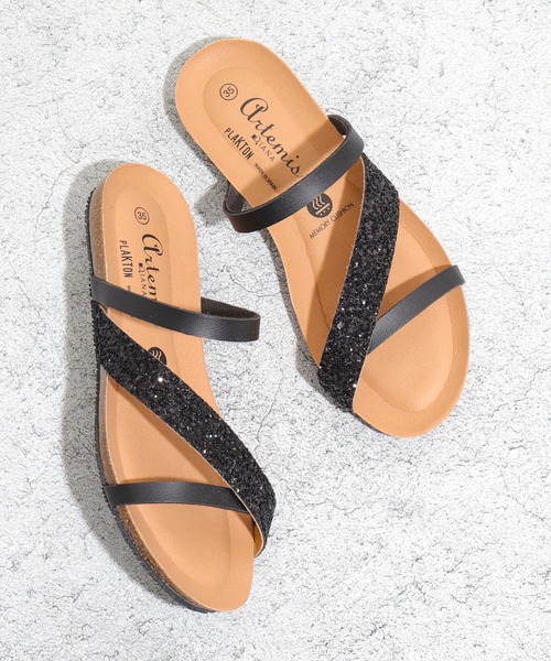 PLAKTON（プラクトン）の「【PLAKTON】カラー別注　バイカラーグリッターサンダル（サンダル・レディース・ブラック/シルバー/ゴールド・S/M/L）」の4枚目の写真