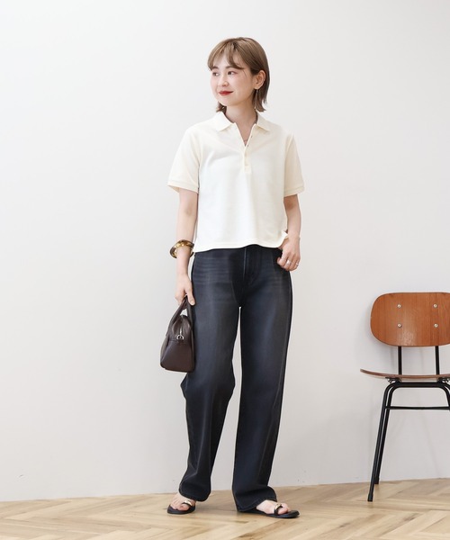 AMERICAN HOLIC(アメリカンホリック)の「カノコポロシャツ(ポロシャツ・レディース・アイボリー/ブラック/チョコ・M/L)」の10枚目の写真
