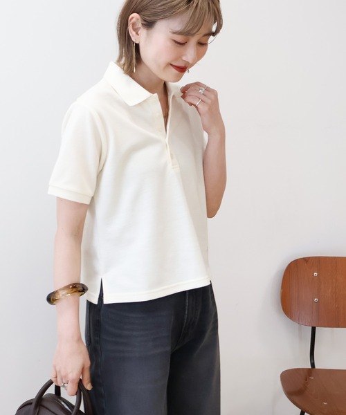 AMERICAN HOLIC(アメリカンホリック)の「カノコポロシャツ(ポロシャツ・レディース・アイボリー/ブラック/チョコ・M/L)」の13枚目の写真