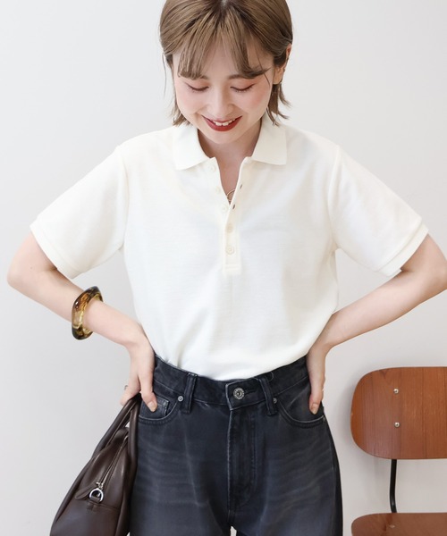 AMERICAN HOLIC(アメリカンホリック)の「カノコポロシャツ(ポロシャツ・レディース・アイボリー/ブラック/チョコ・M/L)」の15枚目の写真