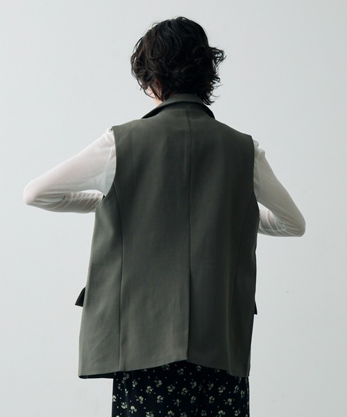 Trish（トリッシュ）の「テーラードアシメデザインジレ（テーラードジャケット・レディース・ベージュ/グレー・FREE）」の8枚目の写真