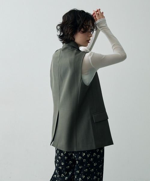 Trish（トリッシュ）の「テーラードアシメデザインジレ（テーラードジャケット・レディース・ベージュ/グレー・FREE）」の12枚目の写真