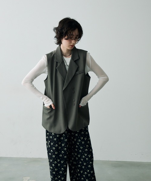 Trish（トリッシュ）の「テーラードアシメデザインジレ（テーラードジャケット・レディース・ベージュ/グレー・FREE）」の13枚目の写真