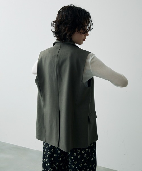 Trish（トリッシュ）の「テーラードアシメデザインジレ（テーラードジャケット・レディース・ベージュ/グレー・FREE）」の9枚目の写真