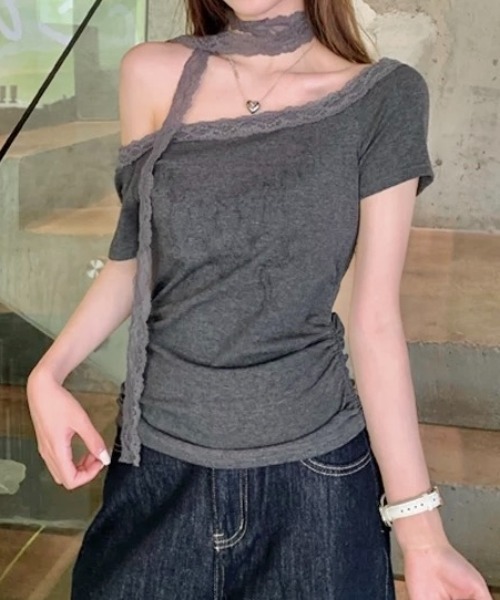 tシャツ レースコンビネーションTシャツ レディース merry jenny tシャツ シアーレースコンビtops レディース
