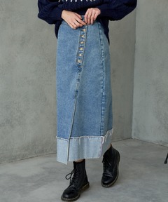 【関税込み】ALAIA ブルー Spiral デニム ミディアムスカート ALAÏA: ブルー Spiral デニム ミディアムスカート | SSENSE 日本