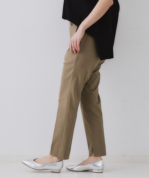 【pas de calais】シンプルやわらかパンツ（ベージュ）✳︎新品 セール】《S-LLサイズ》ハイストレッチスティックパンツ【洗濯機