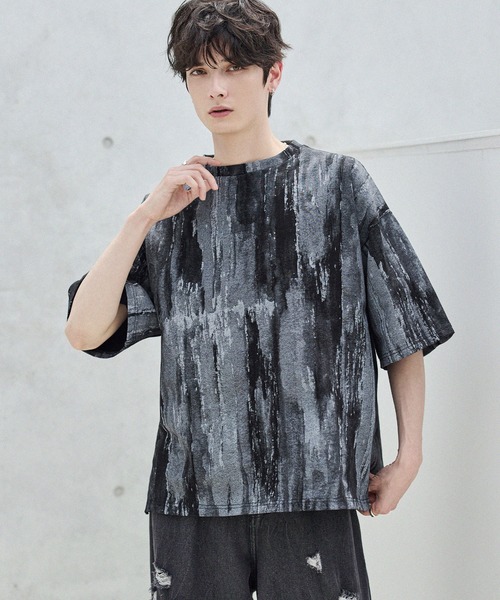 ASTRONOMY(アストロノミー)の「ビンテージ加工グラフィックTシャツ グラデーション/総柄(Tシャツ/カットソー・メンズ・ブラック系2/ホワイト系2/ブラック/ホワイト・S/M/L/XL)」の4枚目の写真