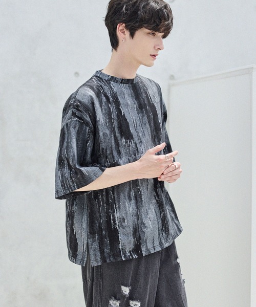 ASTRONOMY(アストロノミー)の「ビンテージ加工グラフィックTシャツ グラデーション/総柄(Tシャツ/カットソー・メンズ・ブラック系2/ホワイト系2/ブラック/ホワイト・S/M/L/XL)」の8枚目の写真