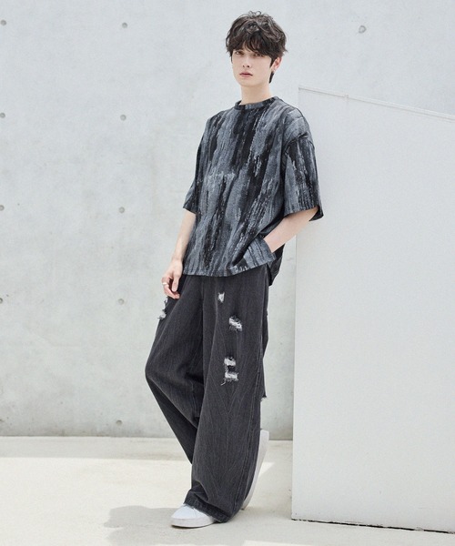 ASTRONOMY(アストロノミー)の「ビンテージ加工グラフィックTシャツ グラデーション/総柄(Tシャツ/カットソー・メンズ・ブラック系2/ホワイト系2/ブラック/ホワイト・S/M/L/XL)」の11枚目の写真