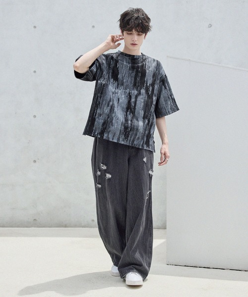 ASTRONOMY(アストロノミー)の「ビンテージ加工グラフィックTシャツ グラデーション/総柄(Tシャツ/カットソー・メンズ・ブラック系2/ホワイト系2/ブラック/ホワイト・S/M/L/XL)」の12枚目の写真
